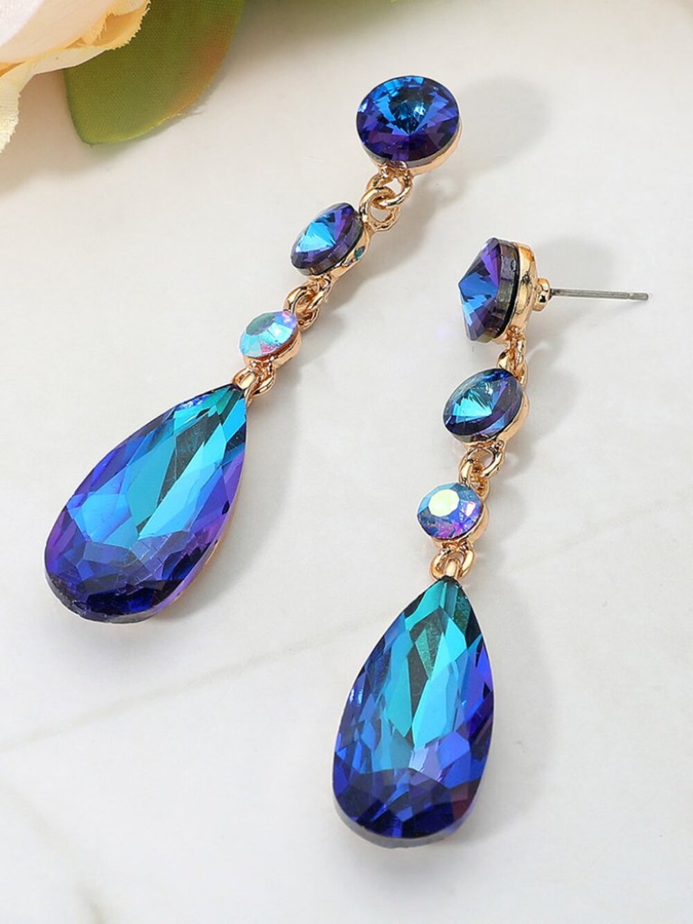 Blue and Gold Pageant, Prom, Evening Earrings